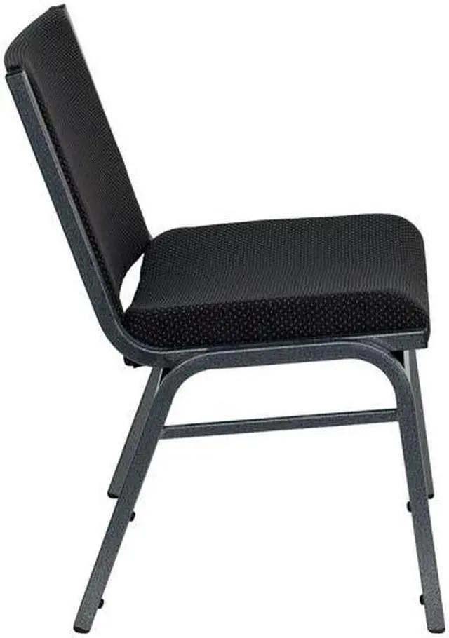 Alt view image 15 of 20 - Flash Furniture XU-60555-BK-GG Hercules Series 1000-Pound Big/Tall Extra Wide Black Fabric Stack Chair, Silver Vein