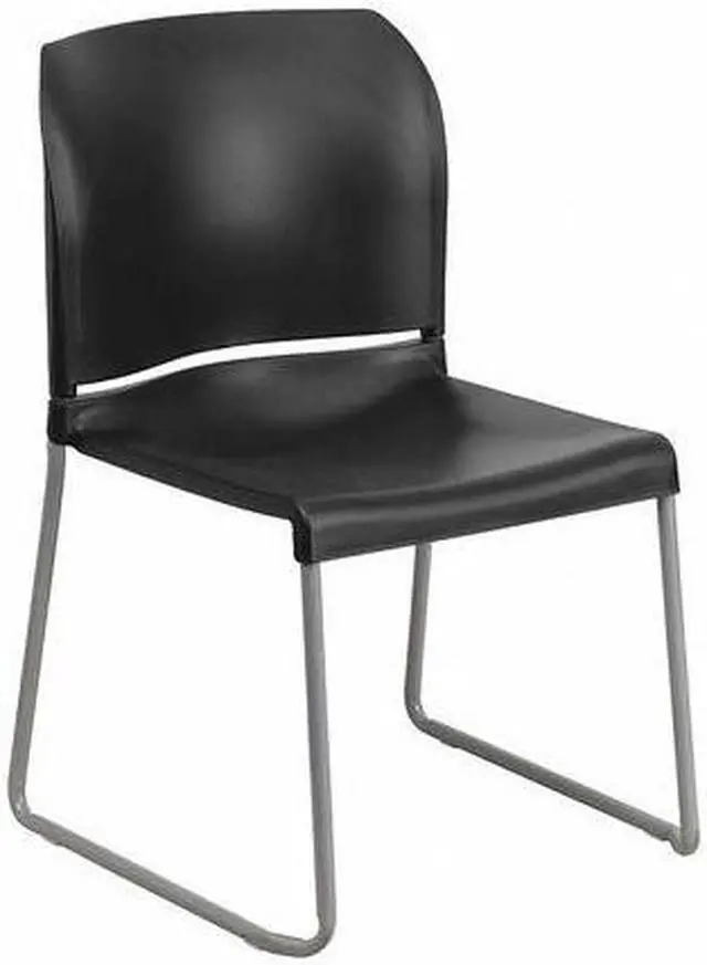 Alt view image 12 of 20 - HERCULES Series 880 lb. Capacity Black Full Back Contoured Stack Chair with Gray Powder Coated Sled Base