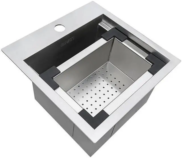 Alt view image 2 of 7 - RUVATI RVQ5215 Outdoor BBQ Workstation Sink 15x15" Topmnt Marine Grade T316 SS