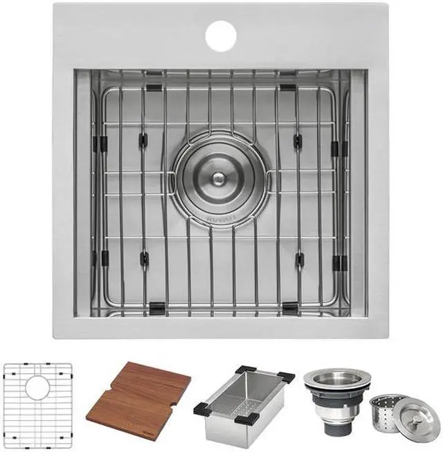 Alt view image 3 of 7 - RUVATI RVQ5215 Outdoor BBQ Workstation Sink 15x15" Topmnt Marine Grade T316 SS