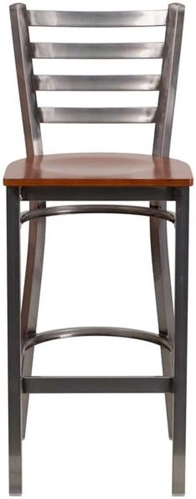 Alt view image 19 of 20 - Flash Furniture Hercules Series Clear Coated Ladder Back Metal Restaurant Barstool with Wood Seat, Cherry