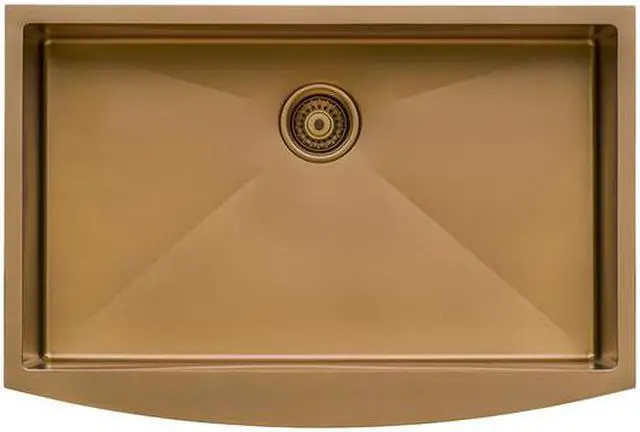 Alt view image 4 of 7 - RUVATI RVH9733CP 33" Apron-Front Farmhouse Kitchen SinkCopper Tone SS Sgl Bowl