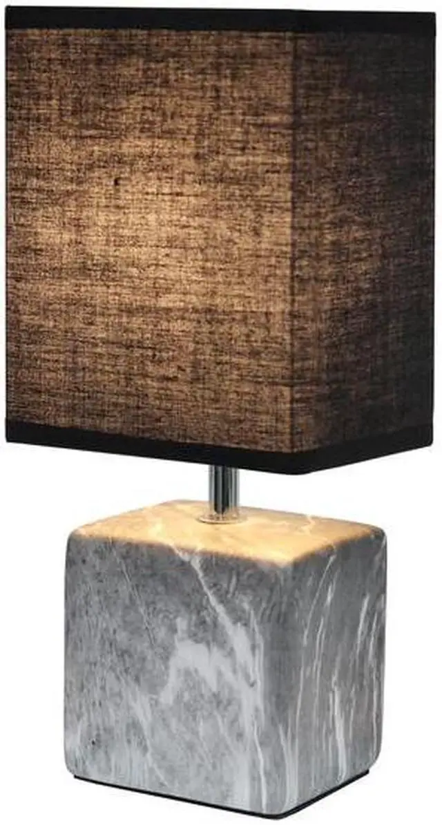 Alt view image 8 of 14 - Simple Designs Petite Marbled Ceramic Table Lamp with Fabric Shade, Black with Black Shade
