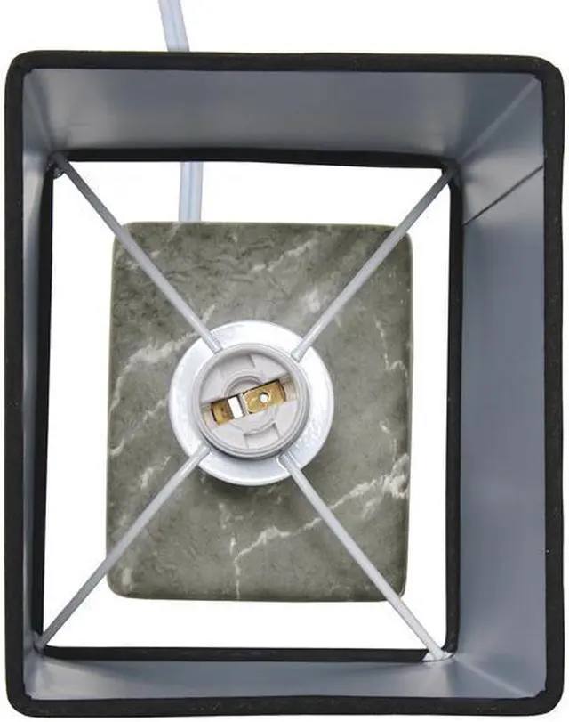 Alt view image 9 of 14 - Simple Designs Petite Marbled Ceramic Table Lamp with Fabric Shade, Black with Black Shade