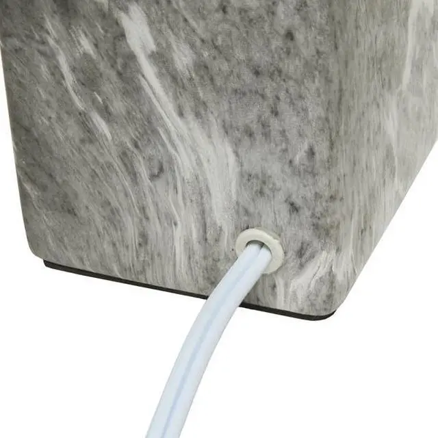 Alt view image 10 of 14 - Simple Designs Petite Marbled Ceramic Table Lamp with Fabric Shade, Black with White Shade