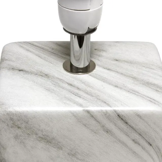 Alt view image 7 of 14 - Simple Designs Petite Marbled Ceramic Table Lamp with Fabric Shade, White with Black Shade