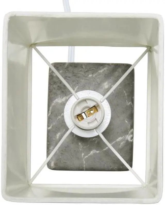 Alt view image 9 of 14 - Simple Designs Petite Marbled Ceramic Table Lamp with Fabric Shade, Black with White Shade