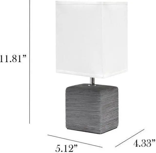Alt view image 12 of 13 - Simple Designs Petite Faux Stone Table Lamp with Fabric Shade, Gray with White Shade