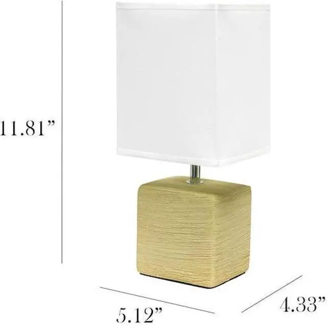 Alt view image 12 of 13 - Simple Designs Petite Faux Stone Table Lamp with Fabric Shade, Beige with White Shade