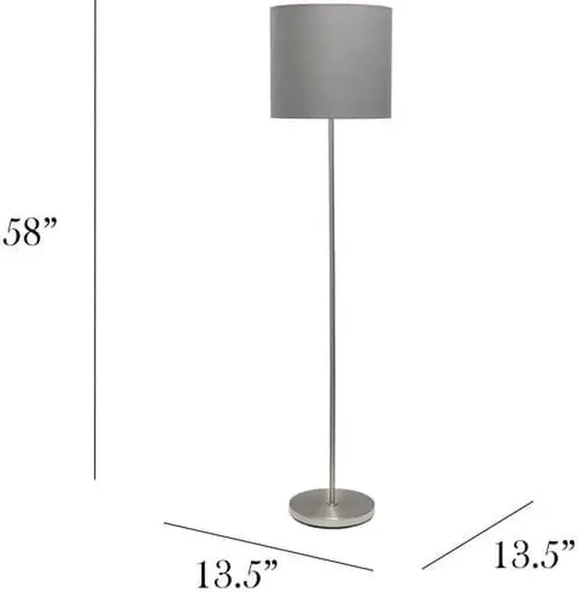 Alt view image 12 of 20 - Simple Designs Brushed NIckel Drum Shade Floor Lamp, Gray