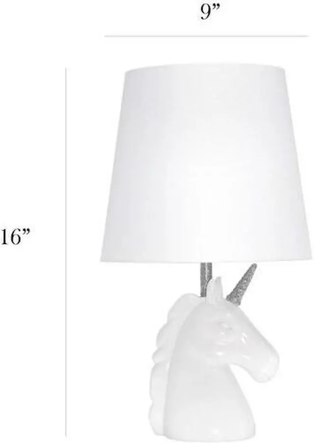 Alt view image 11 of 14 - Simple Designs Sparkling Silver and White Unicorn Table Lamp
