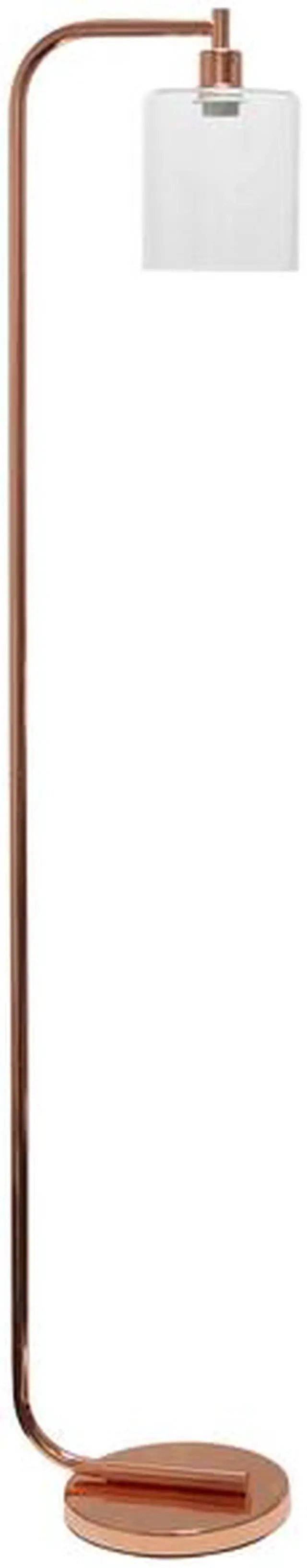 Alt view image 14 of 20 - Simple Designs Antique Style Industrial Iron Lantern Floor Lamp with Glass Shade, Rose Gold