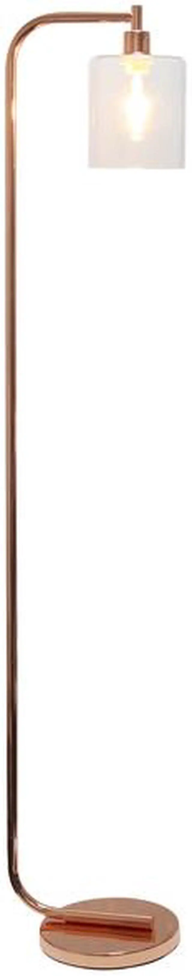 Alt view image 15 of 20 - Simple Designs Antique Style Industrial Iron Lantern Floor Lamp with Glass Shade, Rose Gold