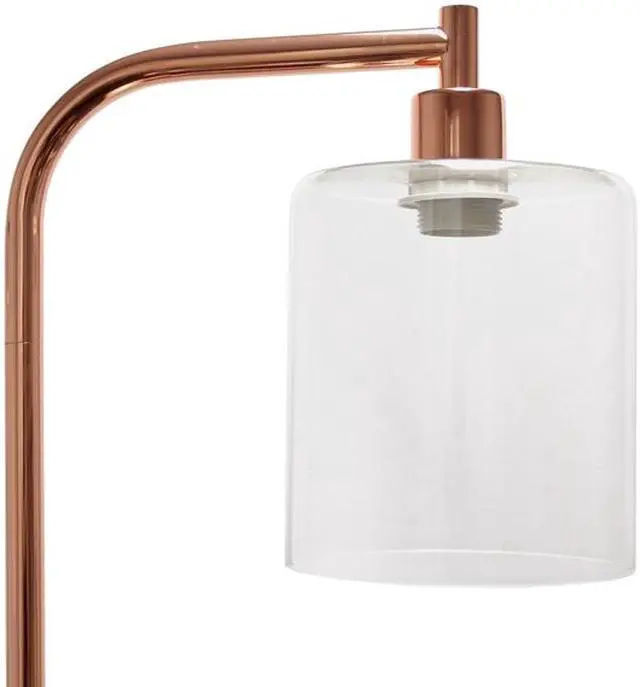 Alt view image 16 of 20 - Simple Designs Antique Style Industrial Iron Lantern Floor Lamp with Glass Shade, Rose Gold