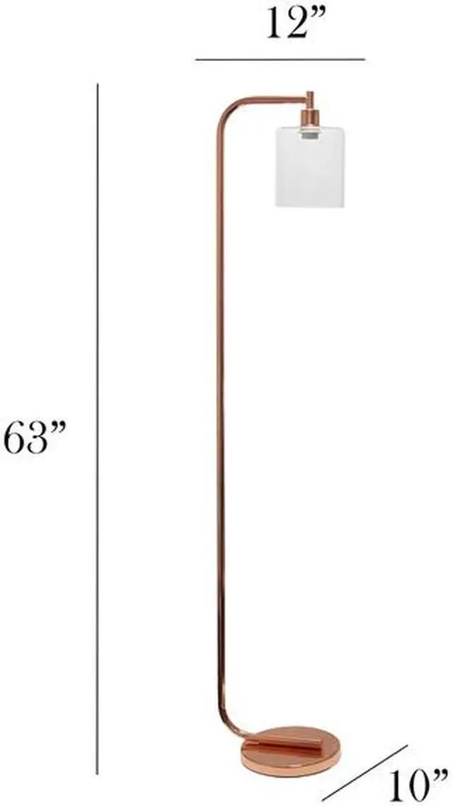 Alt view image 18 of 20 - Simple Designs Antique Style Industrial Iron Lantern Floor Lamp with Glass Shade, Rose Gold