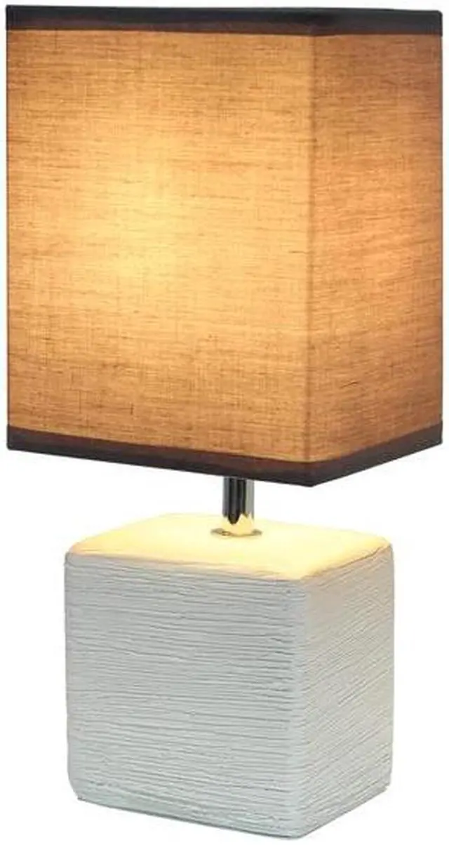 Alt view image 8 of 14 - Simple Designs Petite Faux Stone Table Lamp with Fabric Shade, OffWhite with Gray Shade