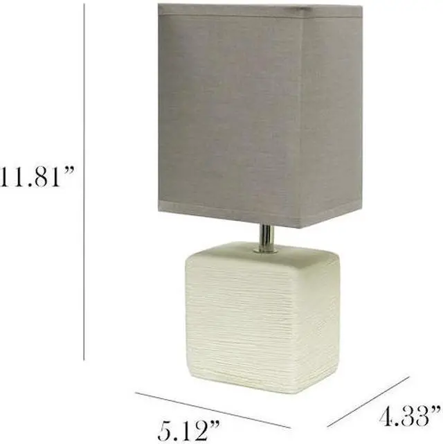 Alt view image 14 of 14 - Simple Designs Petite Faux Stone Table Lamp with Fabric Shade, OffWhite with Gray Shade