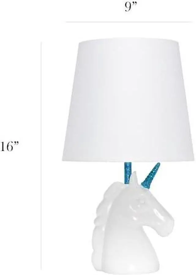 Alt view image 12 of 14 - Simple Designs Sparkling Blue and White Unicorn Table Lamp