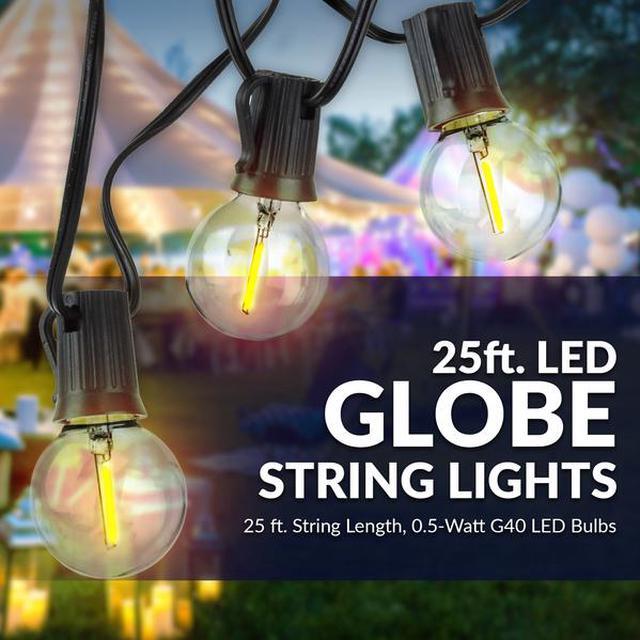 Alt view image 3 of 8 - newhouse lighting pstringled50 foot, 50 socket indoor/outdoor string 55 led globe g40 (5 free bulbs included), wedding lights, decorations for patios, porches, backyards, decks, bi