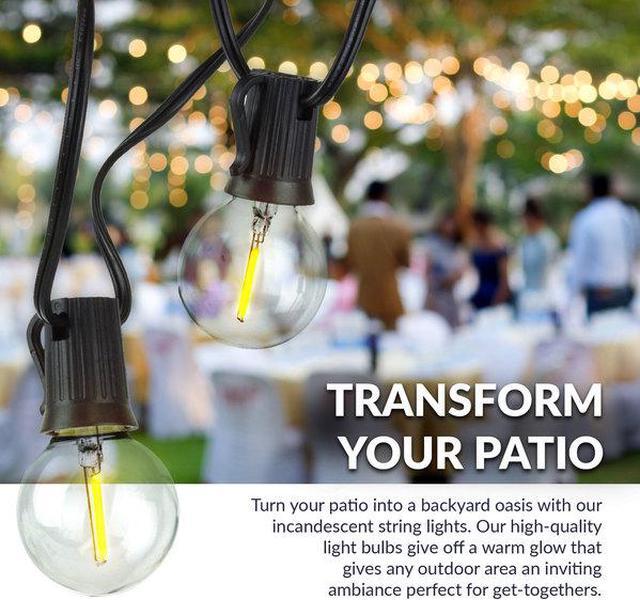 Alt view image 5 of 8 - newhouse lighting pstringled50 foot, 50 socket indoor/outdoor string 55 led globe g40 (5 free bulbs included), wedding lights, decorations for patios, porches, backyards, decks, bi