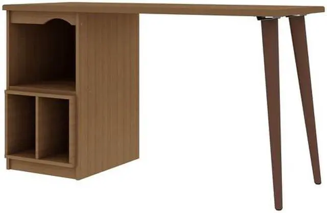 Alt view image 9 of 17 - Hampton 53.54 Home Office Desk with 3 Cubby Spaces and Solid Wood Legs in Maple Cream