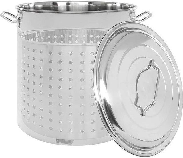 Concord Stainless Steel Stock Pot w/Steamer Basket. Cookware Great 100 Quart