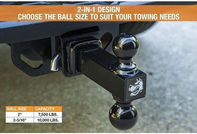 Alt view image 14 of 14 - BUYERS PRODUCTS 1802215 Dual Ball Hitch Solid Shank With Black Balls (2 in.,