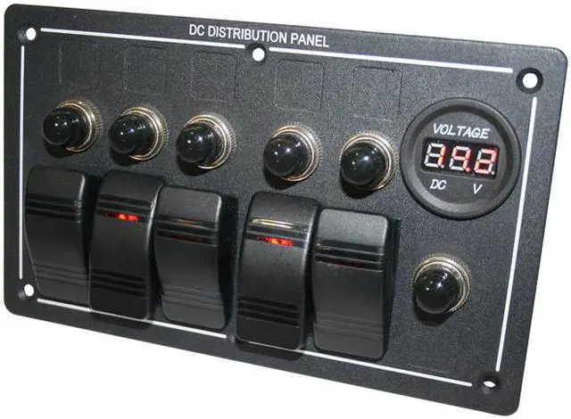 Alt view image 3 of 6 - 5-Switch Voltmeter Panel W/Breakers Black Bulldog Winch