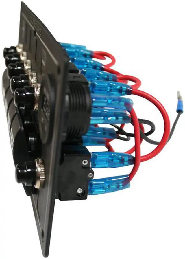 Alt view image 6 of 6 - 5-Switch Voltmeter Panel W/Breakers Black Bulldog Winch