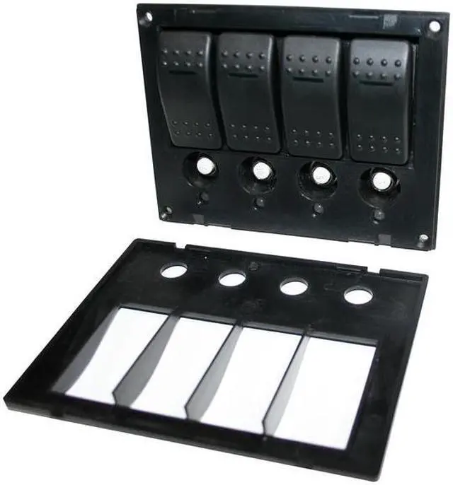 Alt view image 3 of 8 - 4-Switch Panel W/Lighted Breakers Black Bulldog Winch