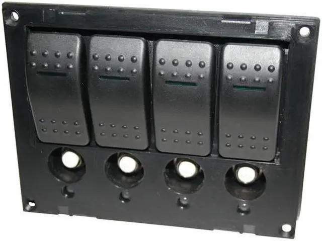 Alt view image 4 of 8 - 4-Switch Panel W/Lighted Breakers Black Bulldog Winch