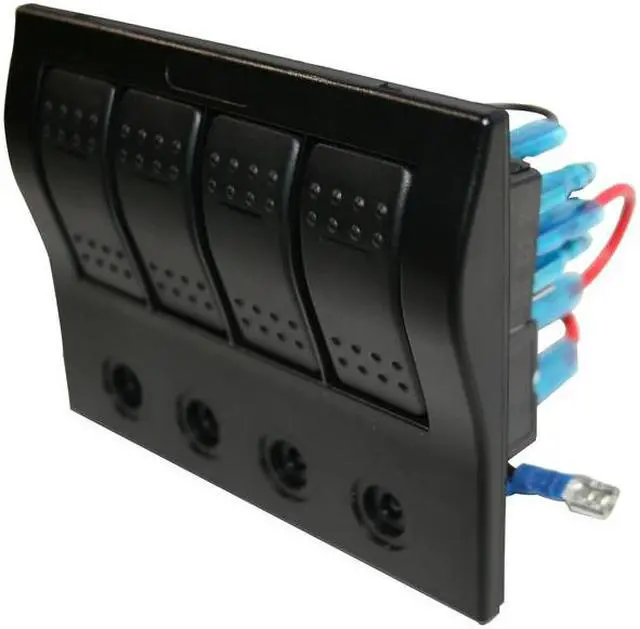 Alt view image 6 of 8 - 4-Switch Panel W/Lighted Breakers Black Bulldog Winch
