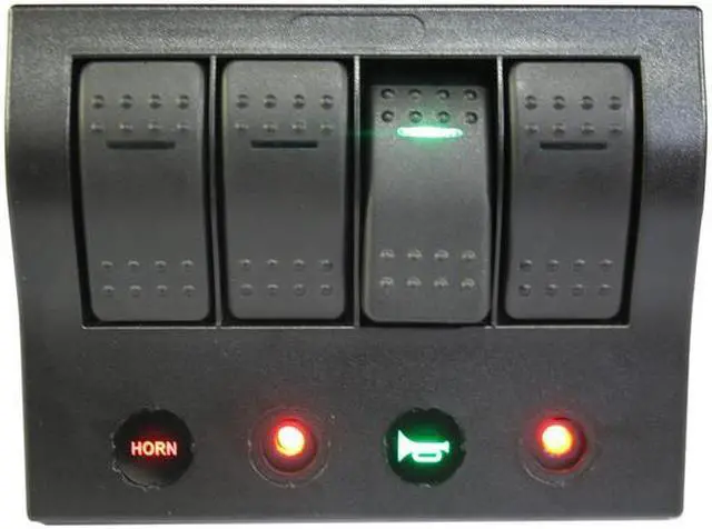 Alt view image 8 of 8 - 4-Switch Panel W/Lighted Breakers Black Bulldog Winch