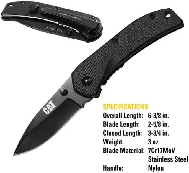 Alt view image 9 of 12 - Cat 6 Inch Drop Point Folding Knife - 980008