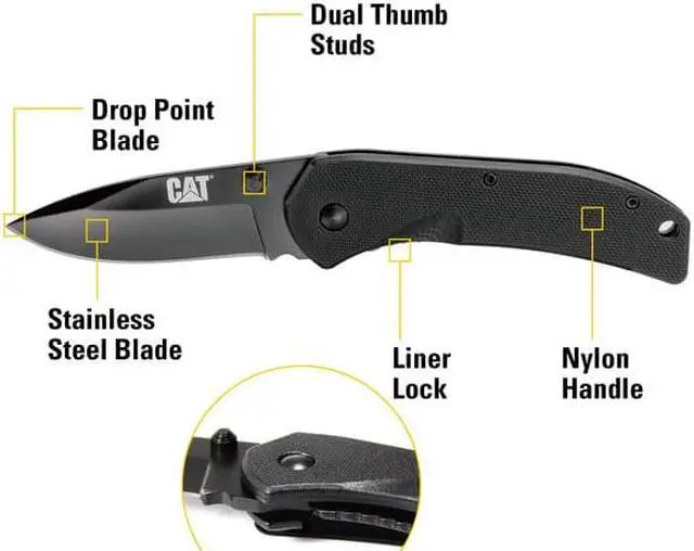 Alt view image 10 of 12 - Cat 6 Inch Drop Point Folding Knife - 980008