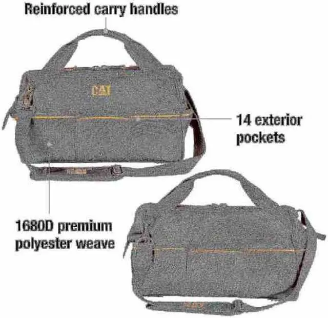 Alt view image 7 of 11 - Cat 16 Inch Tech Wide-Mouth Tool Bag - 980206N
