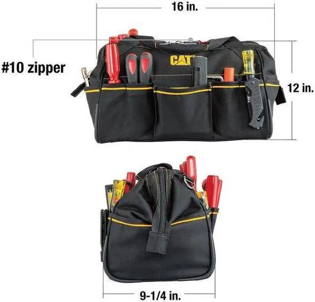 Alt view image 9 of 11 - Cat 16 Inch Tech Wide-Mouth Tool Bag - 980206N