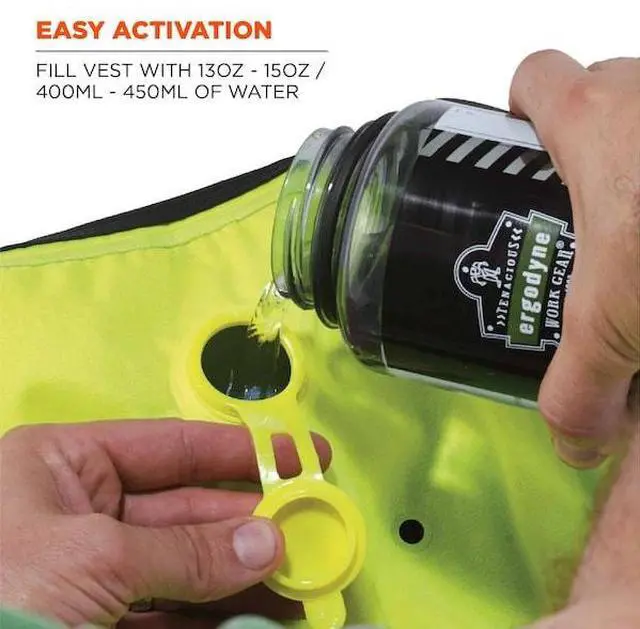 Alt view image 5 of 9 - Ergodyne 12678 Chill-Its 6685 Premium Dry Evaporative Cooling Vest with Zipper - Nylon - 4X-Large - Lime