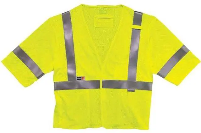 Alt view image 2 of 5 - Ergodyne 22219 GloWear 8356FRHL Class 3 FR Hook and Loop Safety Vest with Sleeves - Modacrylic - 4X-Large/5X-Large - Lime