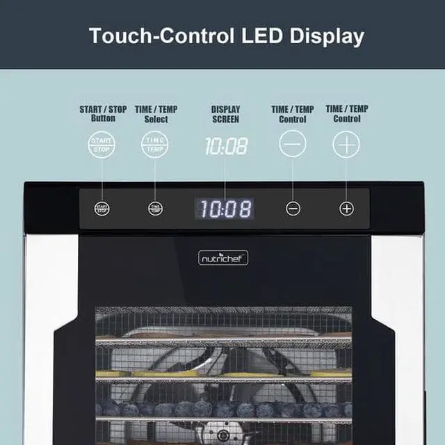 Alt view image 7 of 13 - NutriChef NCFD10S 10 Shelf 900W Kitchen Countertop Food Dehydrator with Timer