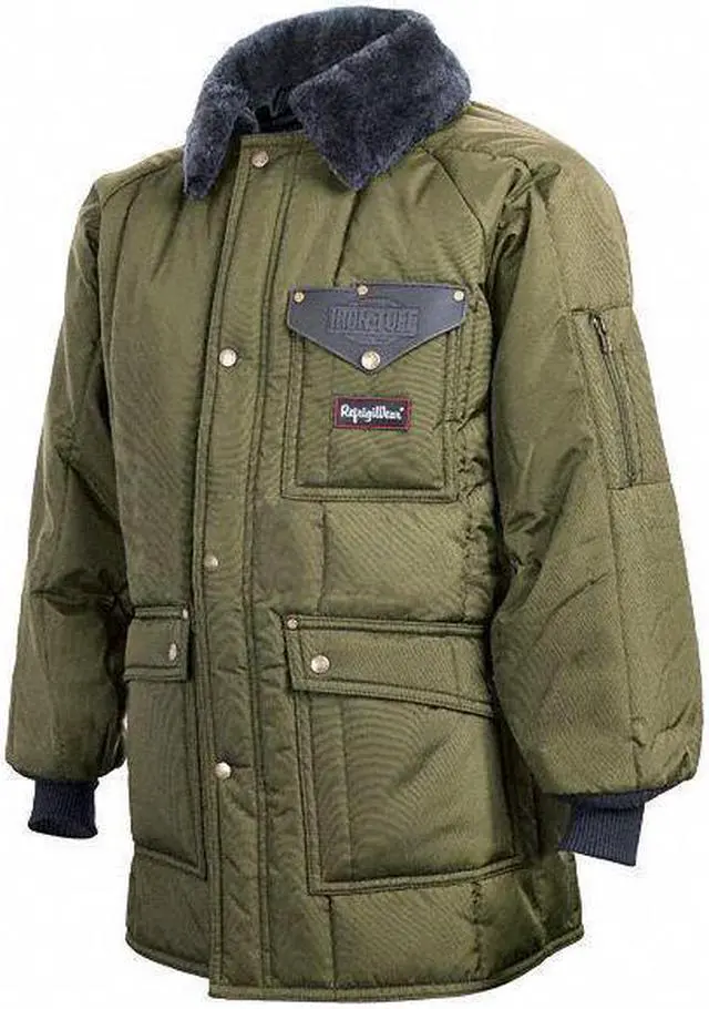 Alt view image 2 of 2 - REFRIGIWEAR 0358RSAGSML Men's Siberian Jacket, Nylon, Zipper with Storm Flap,
