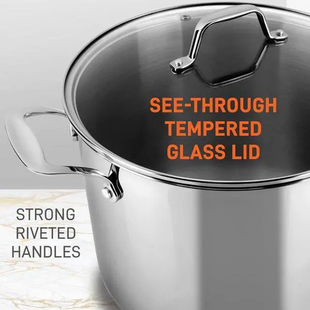Alt view image 7 of 13 - NutriChef Heavy Duty 15 Quart Stainless Steel Stock Pot with Handles and Lid