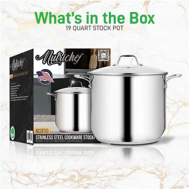 Alt view image 14 of 14 - NutriChef Heavy Duty 19 Quart Stainless Steel Soup Stock Pot with Handles & Lid