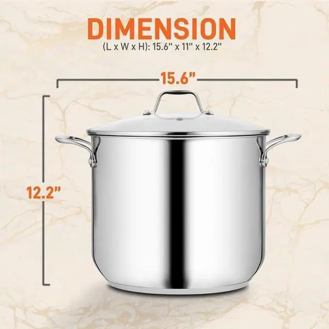 Alt view image 4 of 13 - NutriChef Heavy Duty 15 Quart Stainless Steel Stock Pot with Handles and Lid