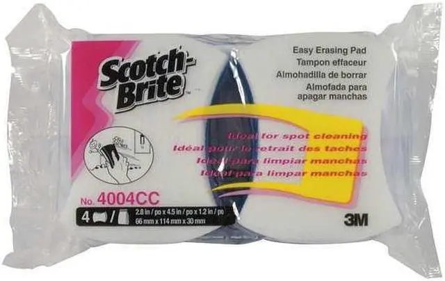Alt view image 9 of 9 - 3M 4004CC Scotch-Brite Easy Erasing Pad 4004CC, 2.8 in x 4.5 in x 1.2 in, 4/Pack, 3 Pack/Case