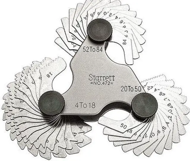 Main image of Starrett V, Unified, American National Screw Pitch Gage, Thread Angle (Deg.): 60