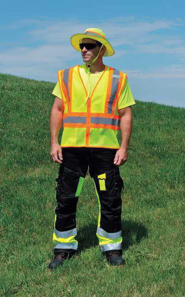 Alt view image 4 of 5 - KISHIGO 1056-3X 3XL Class 2 High Visibility Vest, Lime