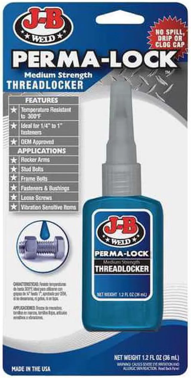 Alt view image 4 of 4 - J-B WELD 24236 Threadlocker, J-B WELD Perma-Lock, Blue, Medium, Liquid, 1.22 fl
