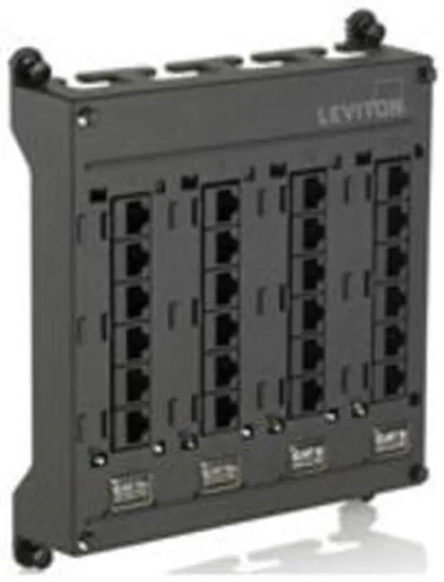 Alt view image 2 of 2 - leviton 476tm654 twist and mount patch panel, 12 cat 5e ports and 12 cat 6 ports