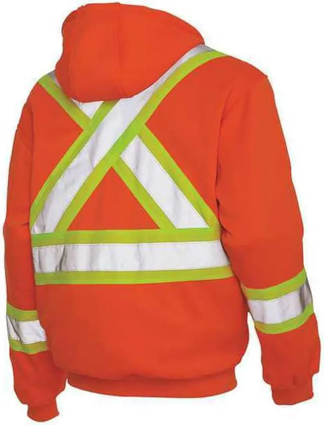 Alt view image 4 of 4 - TOUGH DUCK S49411 Medium Hi-Vis Hooded Sweatshirt, Orange